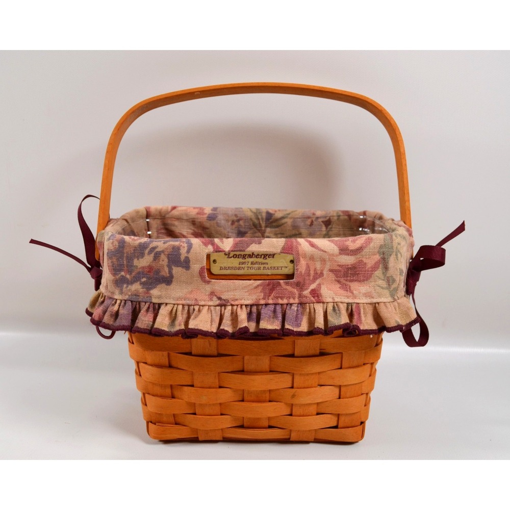 AUTOGRAPHED Longaberger 1997 Edition Dresden Tour Basket w/ Liner & Protector